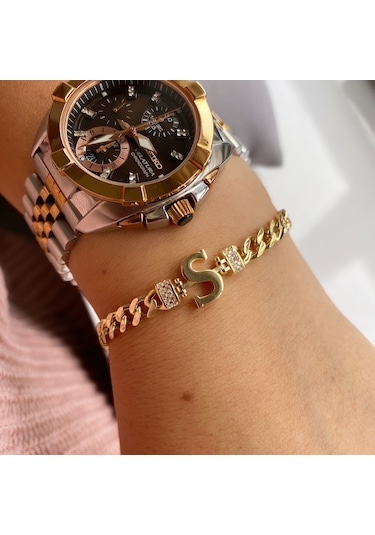 Simurg Jewellery 14 Ayar Altın Kaplamalı Gümüş Harf Bileklik