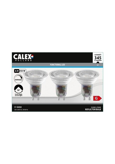 Led Reflektör Lamba - Calex - Gu10 - 4,9 W - 345 Lm - 2700 K - Değişken Yoğunluk - Krom Çok Renkli