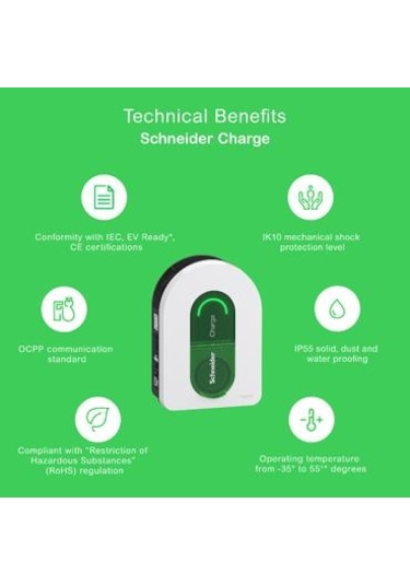 Schneider Electric 1p+n/3p+n, 1xt2s, 7.4/11/22kw, 16/32a Araç Şarj İstasyonu