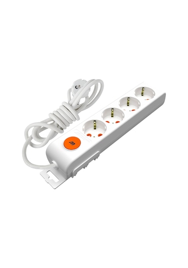 Mutlusan Ri-Tech 4'lü Topraklı Çocuk Korumalı Grup Priz 5 Metre Beyaz