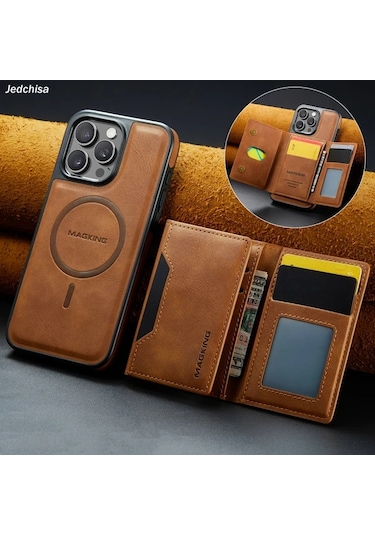 Willowhaven İphone Uyumlu 13 Pro Max Yeşil Manyetik Cüzdan Kılıfı 8 Kart Bölmeli Çıkarılabilir Şarj Standlı Kılıf