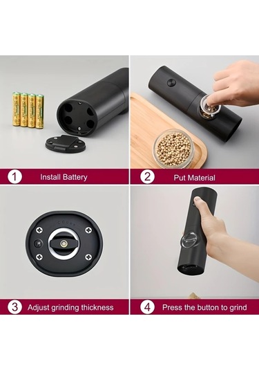 Honeybeeshop 1 Adet Siyah Tekli Paket Akıllı Algılama Elektrikli Öğütücü Tuz Ve Biber Öğütücü Pratik Dayanıklı Mutfak İçin Siyah Tekli Paket