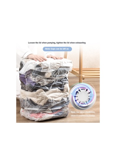 Springsun Ev İçi Giysi Yorgan Saklama Torbası - Hava Çekmeksiz Vakum Kompresörü, 2 Boyut Seçeneği Orta/büyük , Boşluk Tasarrufu Beyaz