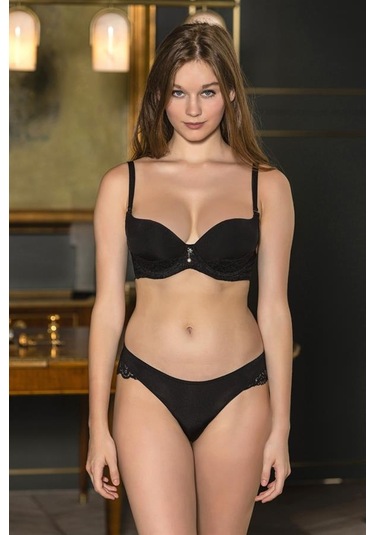 Dantel Detaylı Sütyen, Slip Külot Takım Siyah Brf31361 Siyah