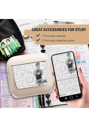 X6 Taşınabilir Mini El Etiket Yazıcısı Termal Baskı Bluetooth Etiket Makinesi Bej