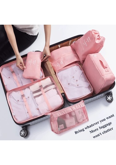 Monyee Turuncu Seyahat Organizer Seti 8 Parça - Çanta İçin Giyim Ayırma Çantaları, Mesh Tasarım, Su Geçirmez, El Tutuculu Ve Kaymazsız Kilitli