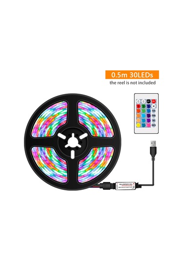 Kosona 0.5m Usb Rgb Renkli Led Işık Şeridi, 16 Renk Ve 4 Mod, Uzaktan Kumanda Pil Yok , Su Geçirmez Değil