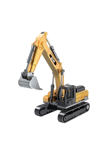 Diecast Oyuncak Metal İnşaat Araçları Metal Uçlu Kepçe Dozer Sürtmeli Ekskavatör Sarı