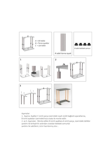 Laptop Sehpası Ham Ahşap Ayaklı Ahşap Tabla Demonte C-sehpa Yan Koltuk Servis Sehpası 35x60 - Safir Meşe Safir Meşe