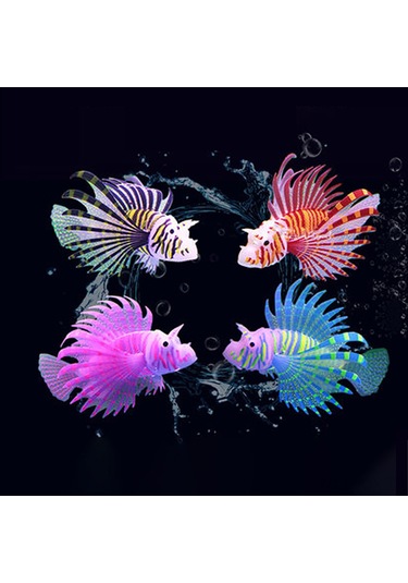 Youmex Siyah Silikon Akvaryum Dekorasyonu - Yaratıcı Işıklı Sahte Aslan Balığı, Bakımı Kolay Stres Azaltıcı