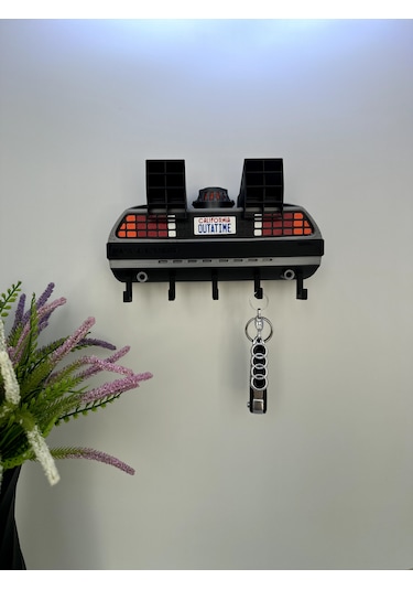 3d Baskı Anahtarlık Askısı Delorean Model Gri - Siyah