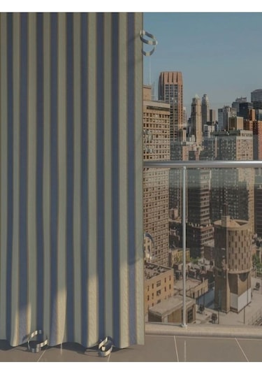 Devrim Olivya Tekstil Lüks Özel Dikim 1. Sınıf Devrim Olivya Demir Halkalı Branda Balkon Perdesi - Gri Krem Gri - Krem