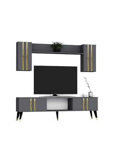 Asel Tv Ünitesi Takımı Antrasit-altın