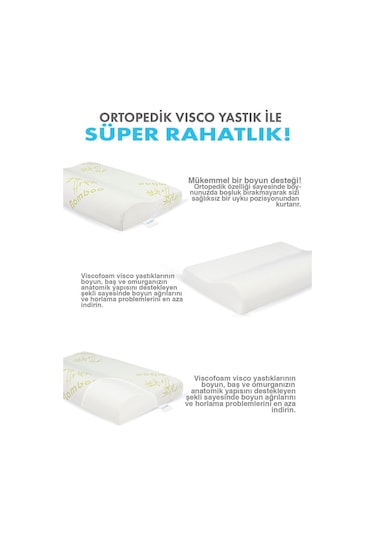 WhiteBlanco Bamboo Boyun Destekli Ortopedik Yastık Visco Yastık Class-bambooıı Krem