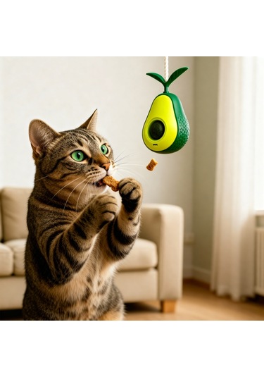 Runaway Avokado Kedi Oyuncağı - Naneli, Mama Hazneli Ve Sallanmalı