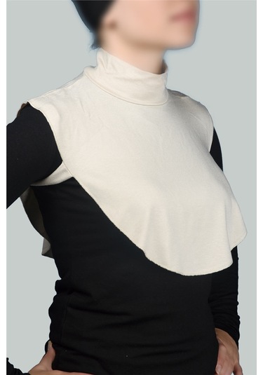 Altobeh Düz Balıkçı Yaka Boğazlı Penye Tesettür Kadın Yakalık Boyunluk - Krem