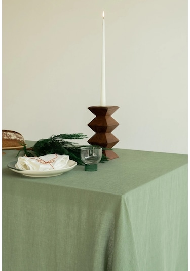 Wellstil Premium Keten Masa Örtüsü Haki