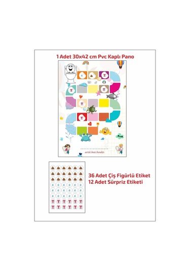 Eğlenceli Ve Eğitici Tuvalet Eğitimi Sticker Panosu 29x42cm Pcv K