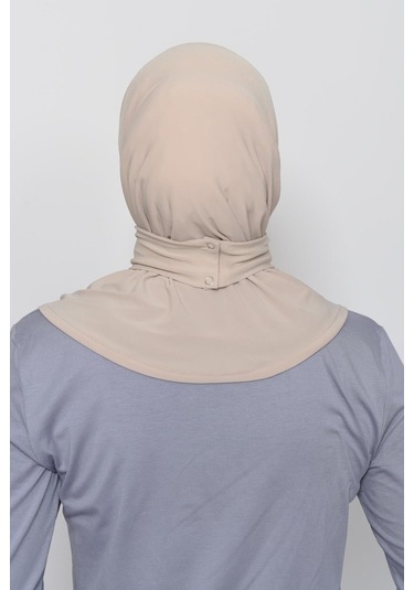 Çıtçıtlı Hazır Eşarp Hijap Krem