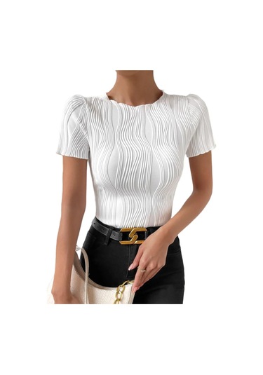 Fablook Şık Kısa Kollu Bluz 398280412 Beyaz