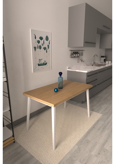Vilinze Avanos Sabit Mdf Naturel Mutfak Masası - 70x120 Cm Naturel Beyaz