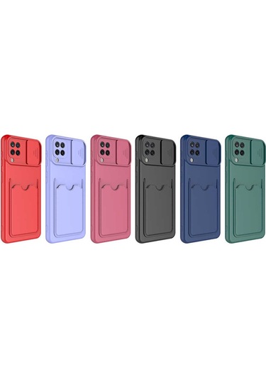 Zore Galaxy Uyumlu A12 Kılıf Msra Kartix Kapak - Kırmızı Kırmızı