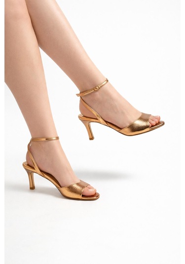Tual Shoes Kadın Gold Topuklu Ayakkabı Altın