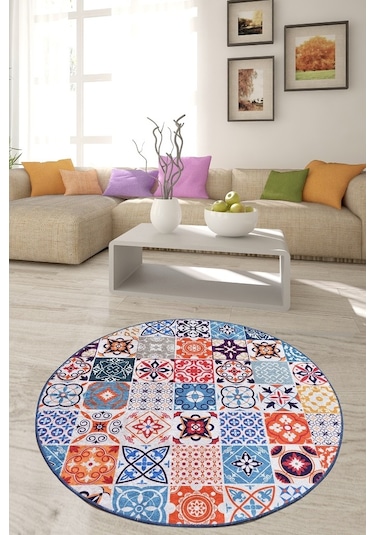 Ceramico Djt Çap 100 Cm Dekoratif Kaymaz Taban Halı