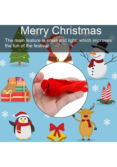 Reedark Kırmızı Kuş Şekilli Noel Ağacı Süsleri - Köpük Ve Tüyden Yapılmış 10'lu Set