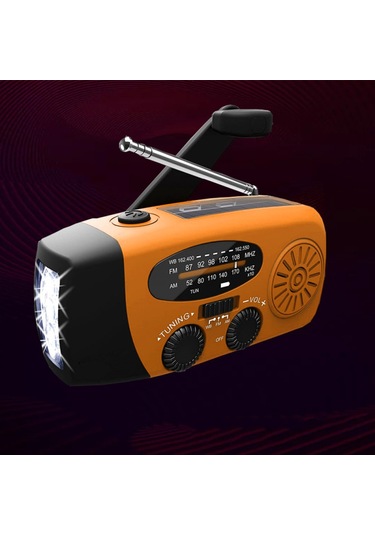 Vkemall Acil Durum Radyosu El Kranklı Güneş Enerjili Hava Durumu Radyosu 1200mah Am / Fm Turuncu