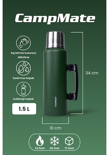 Cooker Campmate 1.5 L Paslanmaz Çelik Termos Ckr2085 Yeşil