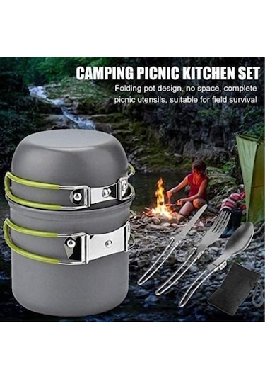 Ranyeek 1-2 Kişilik Taşınabilir Kamp Tencere Seti, Anti Yapışkan Aluminyum, Katlanabilir Kollü, Misket Çanta İle Dış Mekan Pişirme Gereci - Turuncu Turuncu