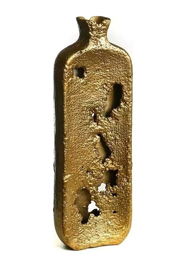 Modern El Yapımı Zemin Vazo Altın Sarı