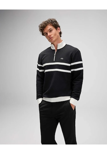Ellesse Yarım Fermuarlı Erkek Sweatshirt Em619 Siyah