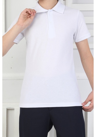 2'li T-shirt Kız Çocuk %100 Pamuk Okul Tarz 5-13 Yaş 12278 Beyaz