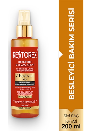 Restorex Besleyici Bakım Sıvı Saç Kremi 200 Ml - 7 Besleyici Yağ Göz Alıcı Parlaklık İpeksi Yumuşaklık