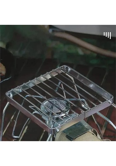 Açık Paslanmaz Çelik Soba Tutucu Kamp Taşınabilir Katlanır Mini Metalik