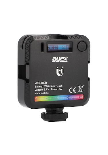 Ayex W64 Rgb Led Video Işığı Ayarlanabilir Parlaklık, Şarjlı