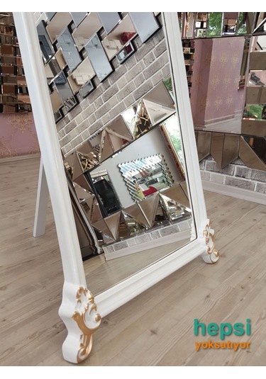 Vintage Madam Model Beyaz Altın Renk Varaklı Boy Aynası (443022270) Beyaz