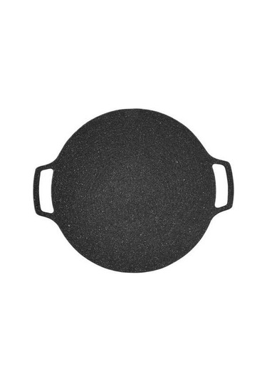 Ulzyvf Döküm Demir Tencere Tavası Siyah 35cm İndüksiyonlu Pişirme Alev Desenli Siyah