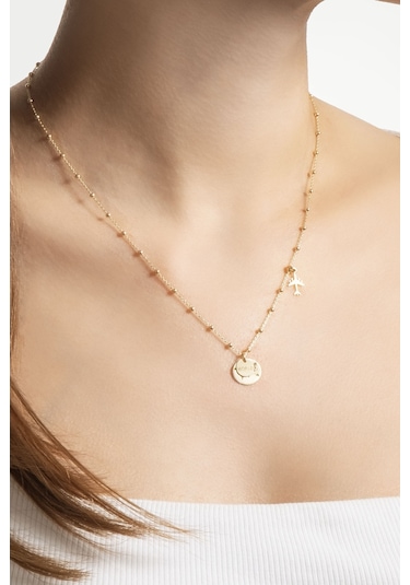 Manifest 18 Ayar Sarı Altın Kaplama 44 Cm Gümüş Kolye Sarı