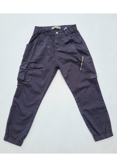 Jack Lions Erkek Çocuk Paçası Lastikli Kargo Cepli Pantolon-7799-siyah Siyah