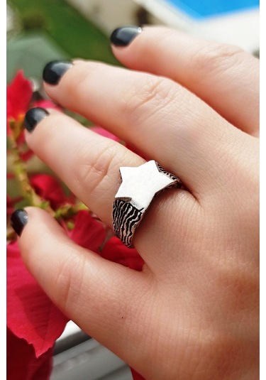 Antik Gümüş Kaplama Yıldız Şekilli El Yapımı Ayarlanabilir Unisex - 532260000 Çok Renkli