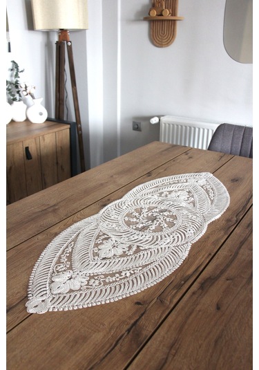 Dantel Kordon Örme Detay Masa Runner Fiskos Örtüsü 100x35 Cm 1006-ortayvrlk 001