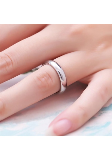 Gümüş Moda Paslanmaz Çelik Çift Yüzük Kadınlar İçin Basit Pürüzsüz Gül Altın Çelik Yüzükler 5 Gümüş