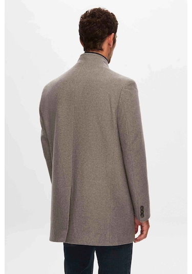 Ds Damat Regular Fit Gri Hakim Yaka Kaşe Kaban 5HF08ORT10002 Gri