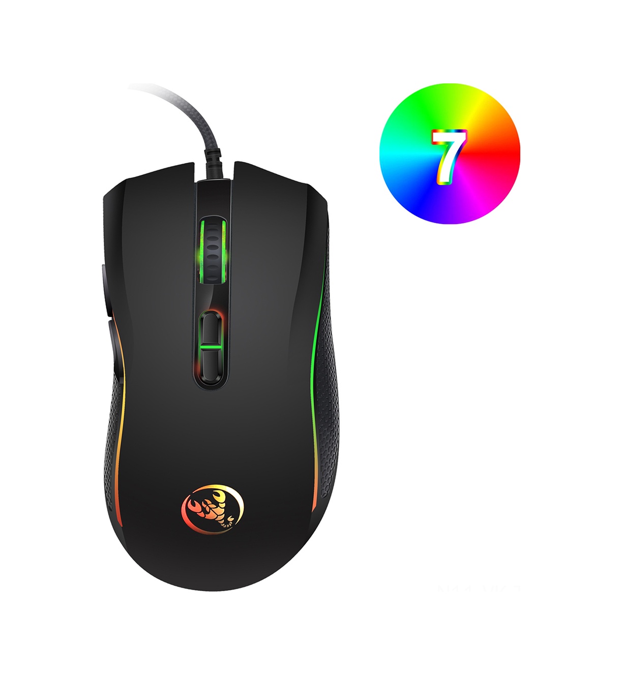 Hxsj A869 Kablolu Oyun Faresi 3200dpı 7 Düğme 7 Renkli Led Optik Bilgisayar Faresi Oyuncu Faresi Profesyonel Oyuncular İçin Oyun Faresi A869