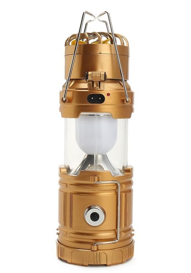 Şarjlı Güneş Enerjili Kızaklı Fanlı Kamp Lambası Altın
