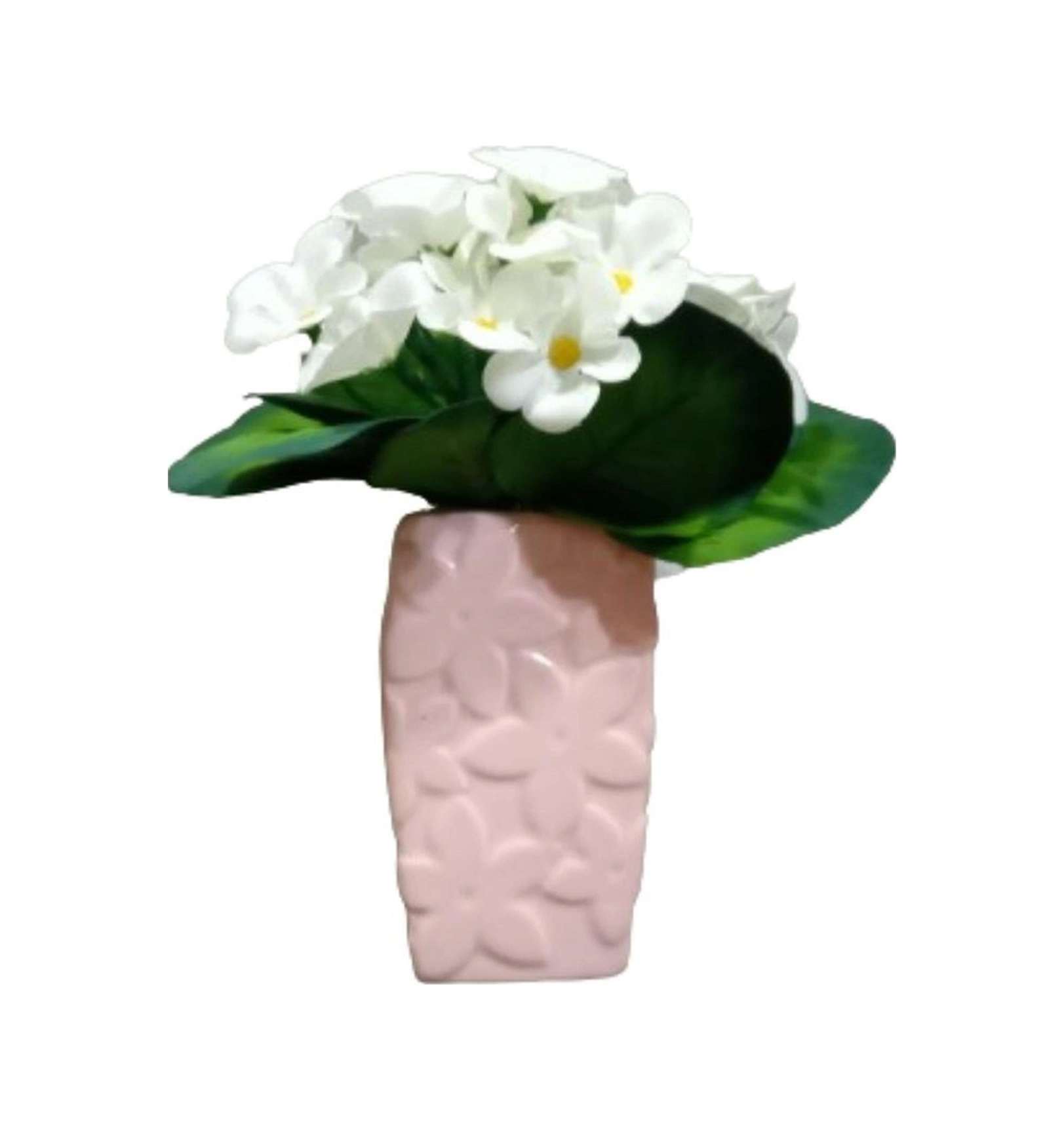 2 Adet Vazo Dahil,vazoda Çiçek,beyaz Yapay Çiçek,vazo Dekoratif Çiçekli Pembe 7x7x17cm Çok Renkli