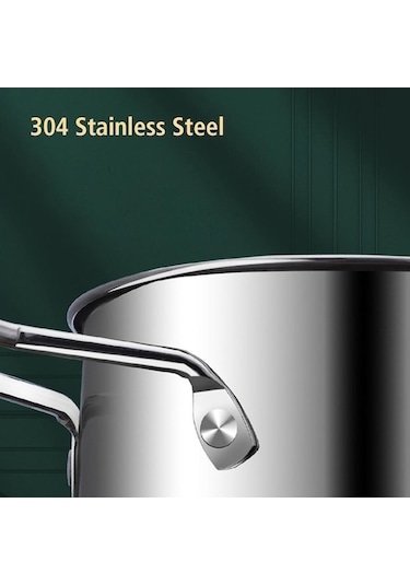 Novahub 304 Paslanmaz Çelik Süzgeçli Süt Tencere, Mutfak Yardımcısı, Patates Kızartması, Tempura, Fritöz Tava Gümüş